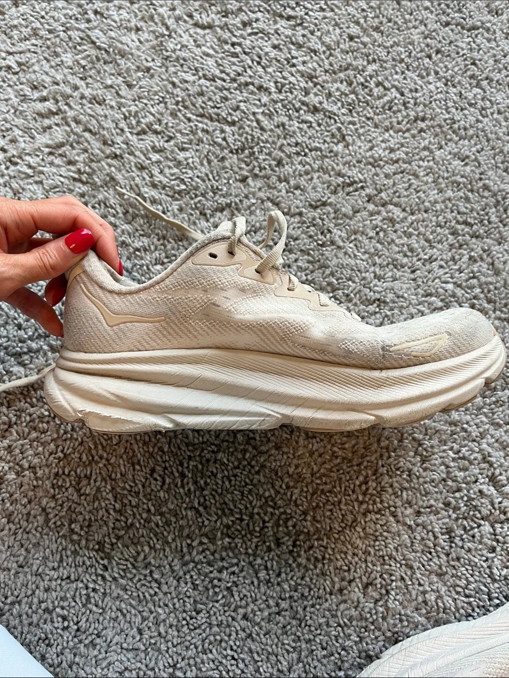 Hoka Clifton 9 Running Shoes Womens 8 Shifting Sand Eggnog Athletic Run Training